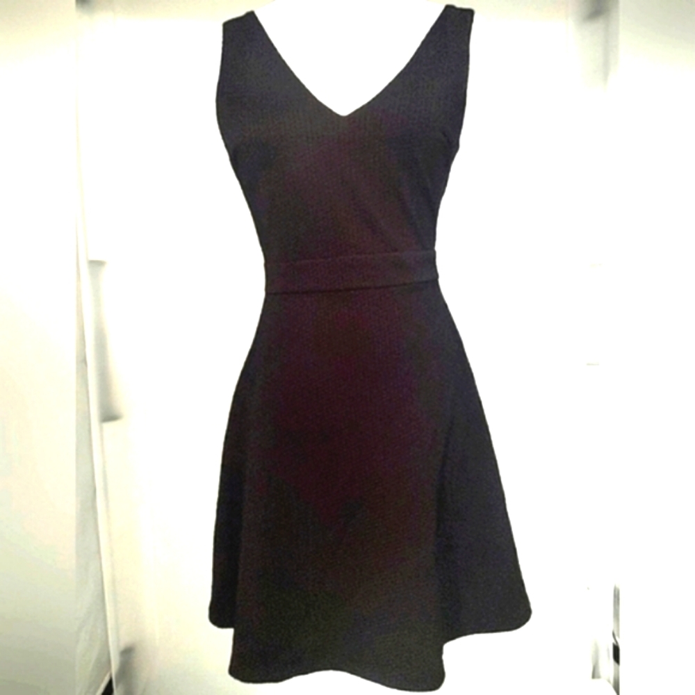 Aqua Sleeveless Fitted and Flare Sleeveless V - Neck Dress
